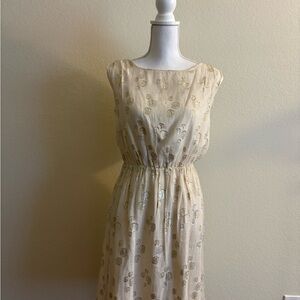 MM Couture Cream and Gold Midi Dress
